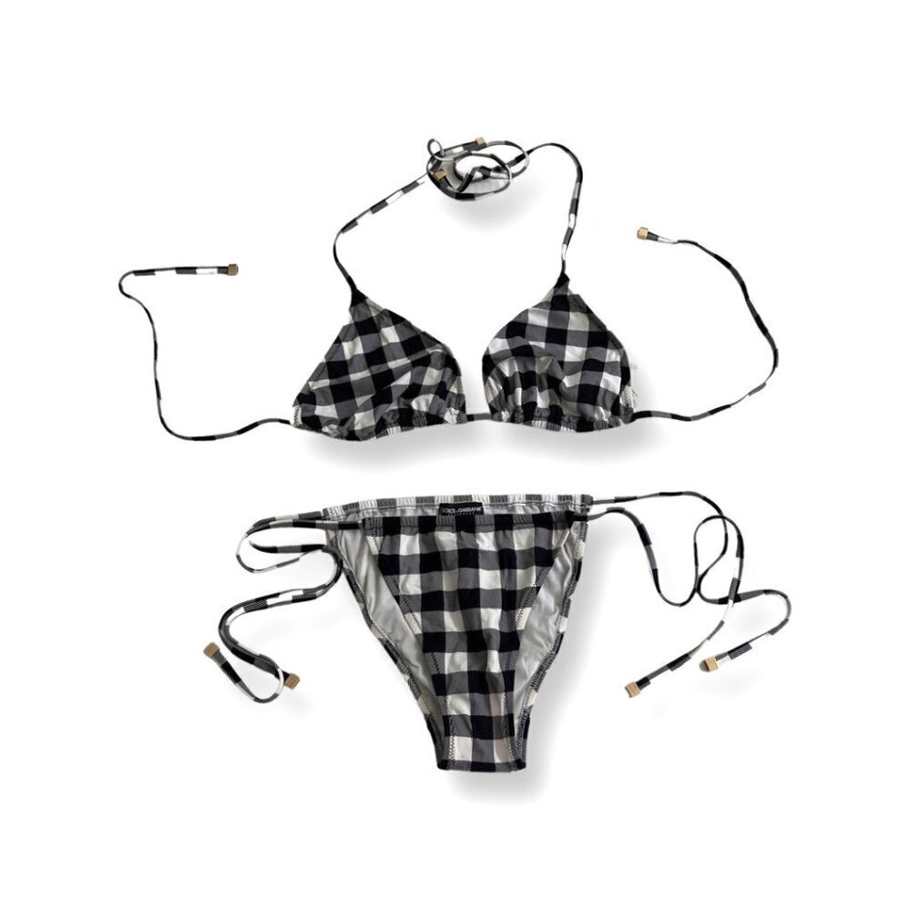 Dolce & Gabbana black white plaid new without tags bikini set size M